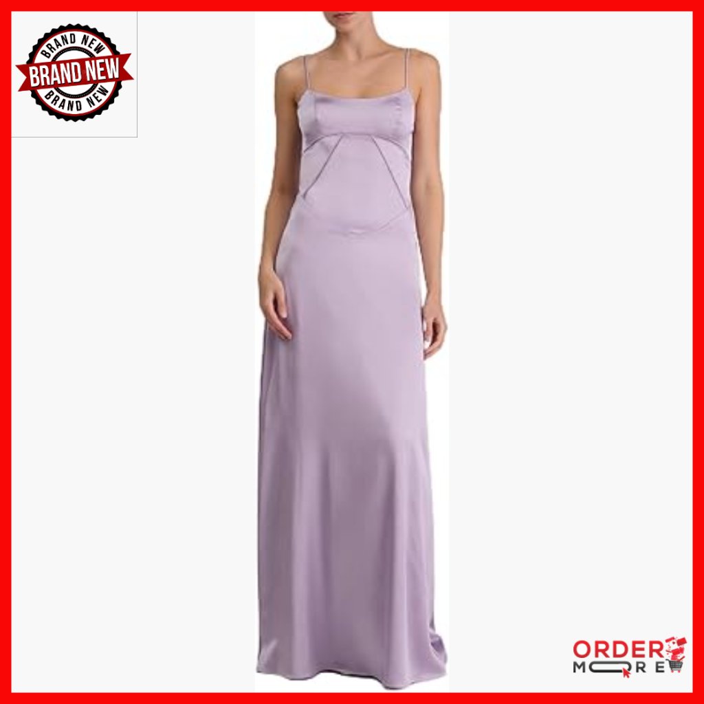 Satin Maxi Dress With Lace-Up Back, Adjustable Straps, A-Line Skirt